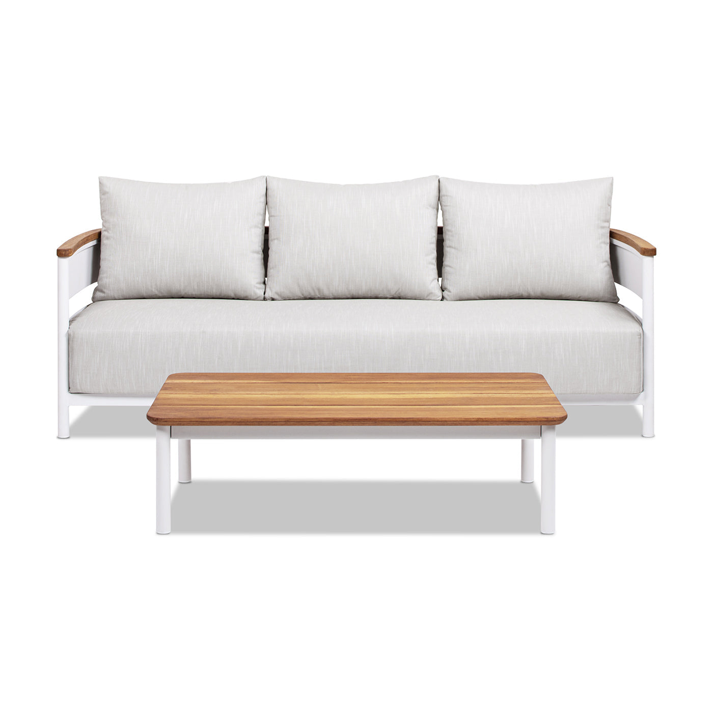 Rhodes 2pc Teak and Aluminum Outdoor Sofa Set