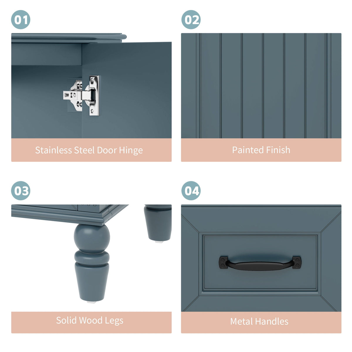 Bathroom vanity with sink and drawers freestanding solid wood cabinet by HouseOfZazla blue-gray finish on Tampa Home & Garden Store