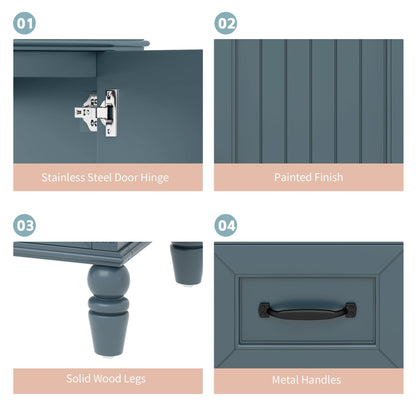 Bathroom vanity with sink and drawers freestanding solid wood cabinet by HouseOfZazla blue-gray finish on Tampa Home & Garden Store