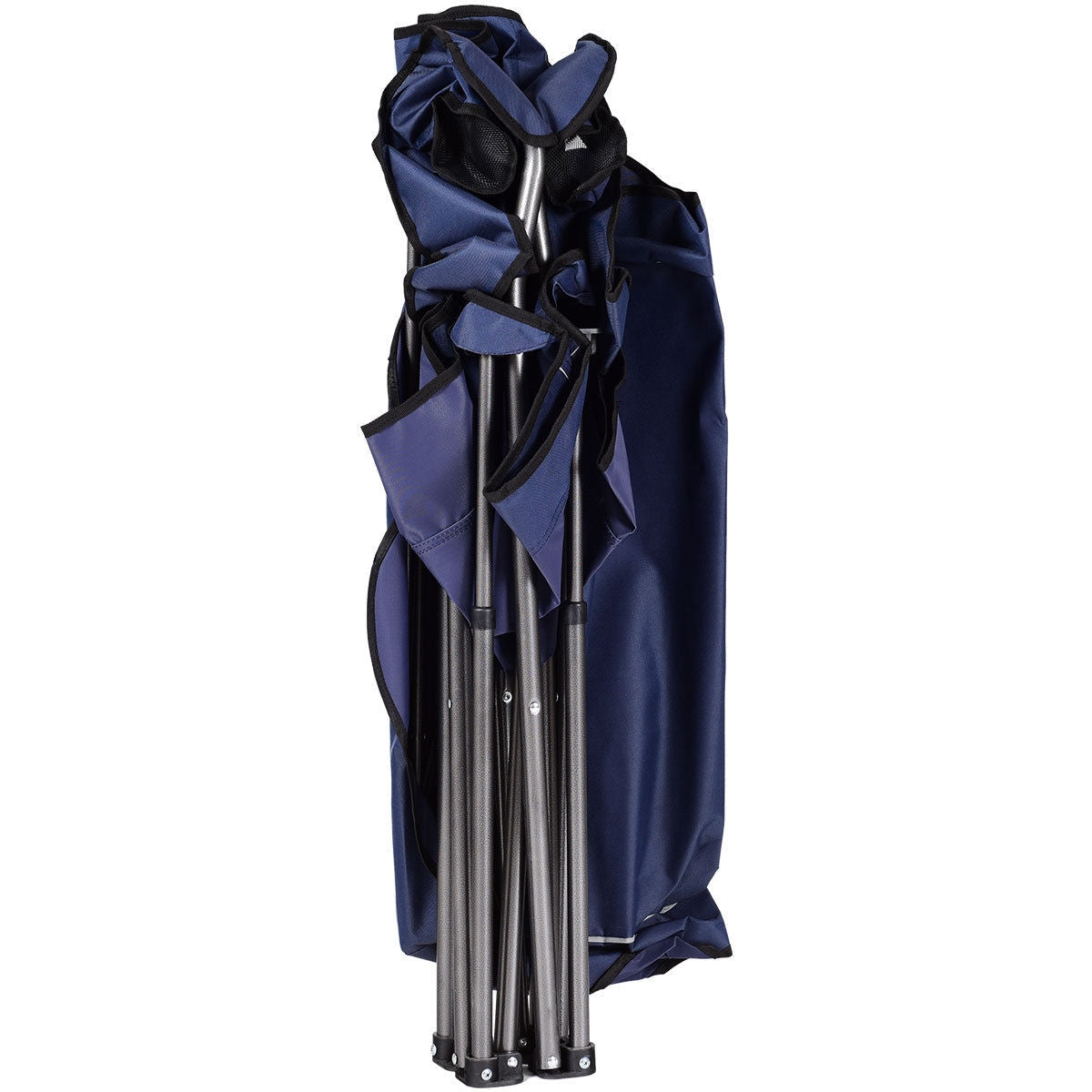 GemGear folding beach canopy chair with cup holders navy blue folded with metal poles on Tampa Home & Garden Store