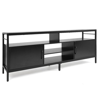 58 Inch Industrial TV Stand with Cabinets and Adjustable Shelf for TVs up to 65 Inch-Rustic Brwon