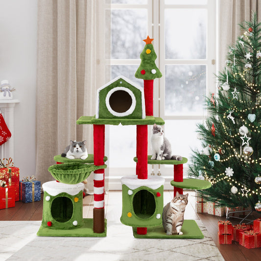 58 Inch Tall Cat Tree Tower Multi-level Pet Climbing and Jumping Tower Furniture with Condos - Tampa Home & Garden Store