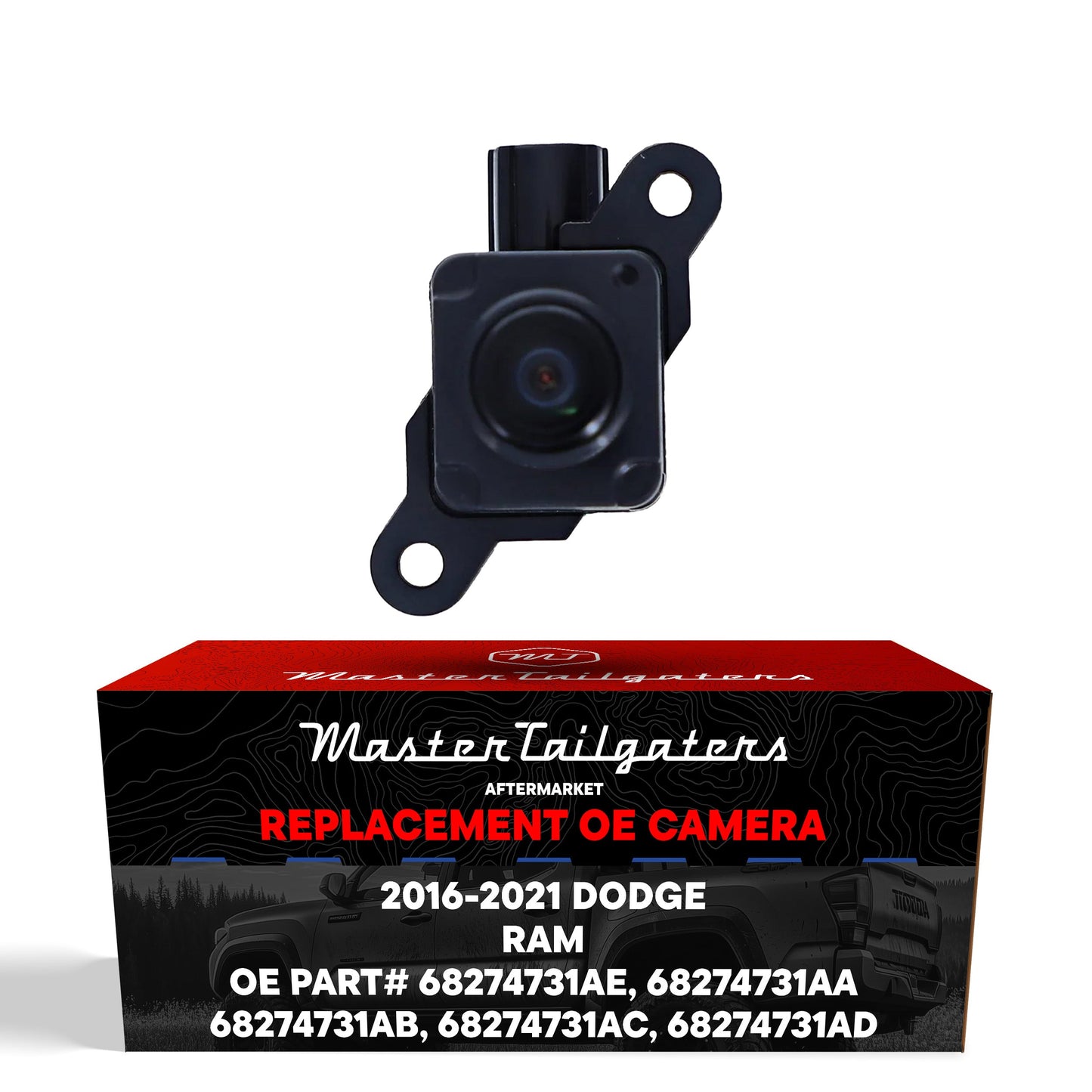 Dodge Ram OEM backup camera by Master Tailgaters black housing with mounting tab on Tampa Home & Garden Store