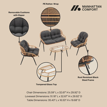Modern Four Piece Outdoor Conversation Set