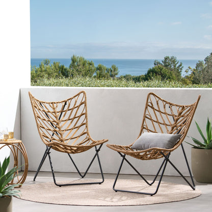 Bryson light brown outdoor chairs with geometric cross bases by HouseOfZazla wicker on Tampa Home & Garden Store