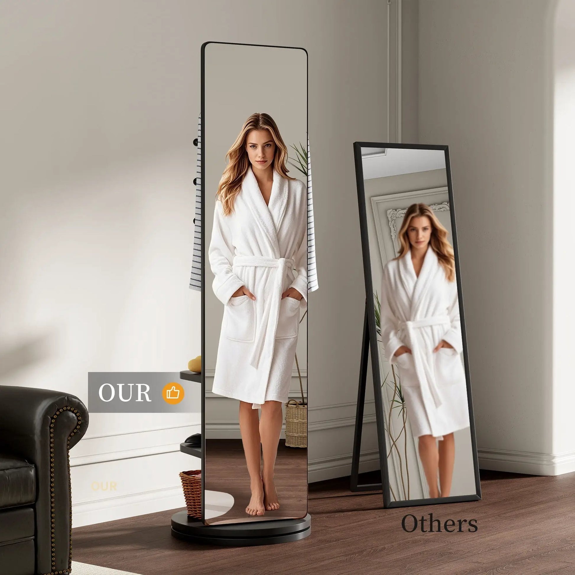 3 In 1 Multifunctional Full Length Clothing Mirror black metal frame Unique Piece Furniture on Tampa Home & Garden Store
