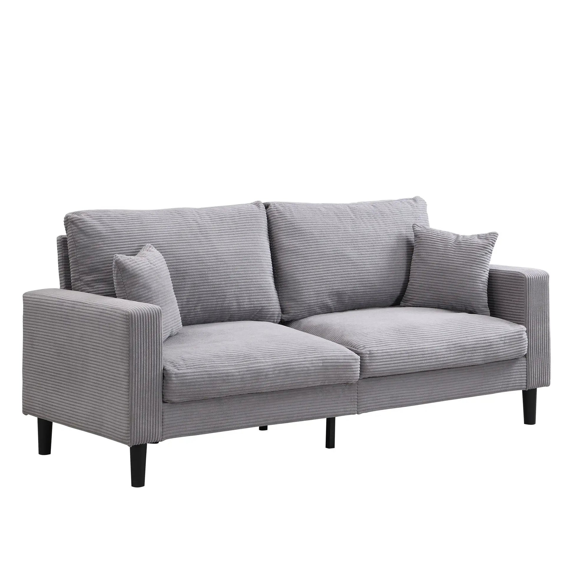Modern Upholstered Resilience Three Seater Sofa gray corduroy black metal legs Unique Piece on Tampa Home & Garden Store