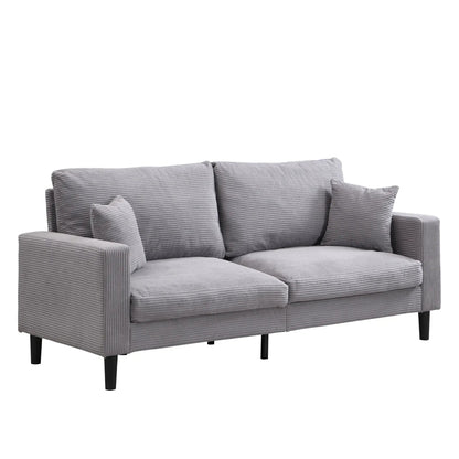 Modern Upholstered Resilience Three Seater Sofa gray corduroy black metal legs Unique Piece on Tampa Home & Garden Store