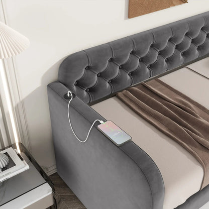 Upholstered Daybed With Trundle And USB Charging