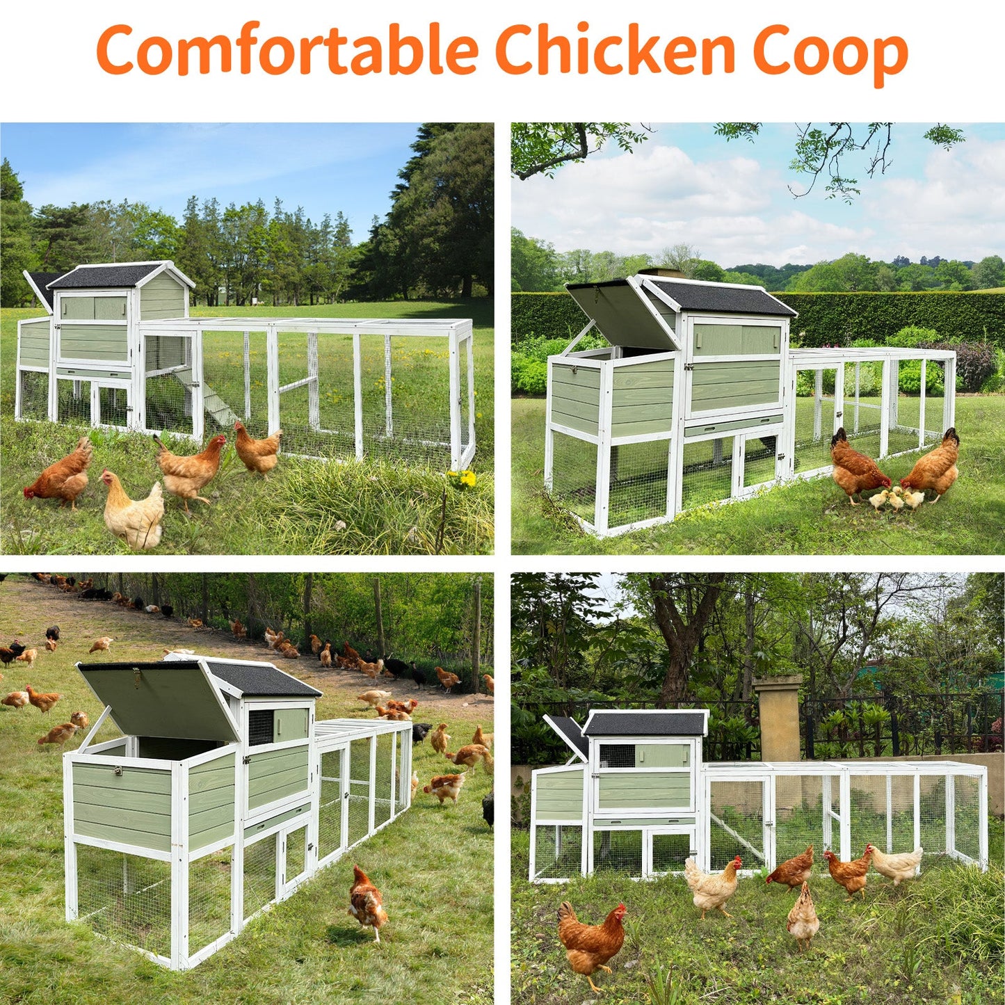 Large Wooden Hen House With Nesting Box And Run
