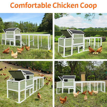 Large Wooden Hen House With Nesting Box And Run