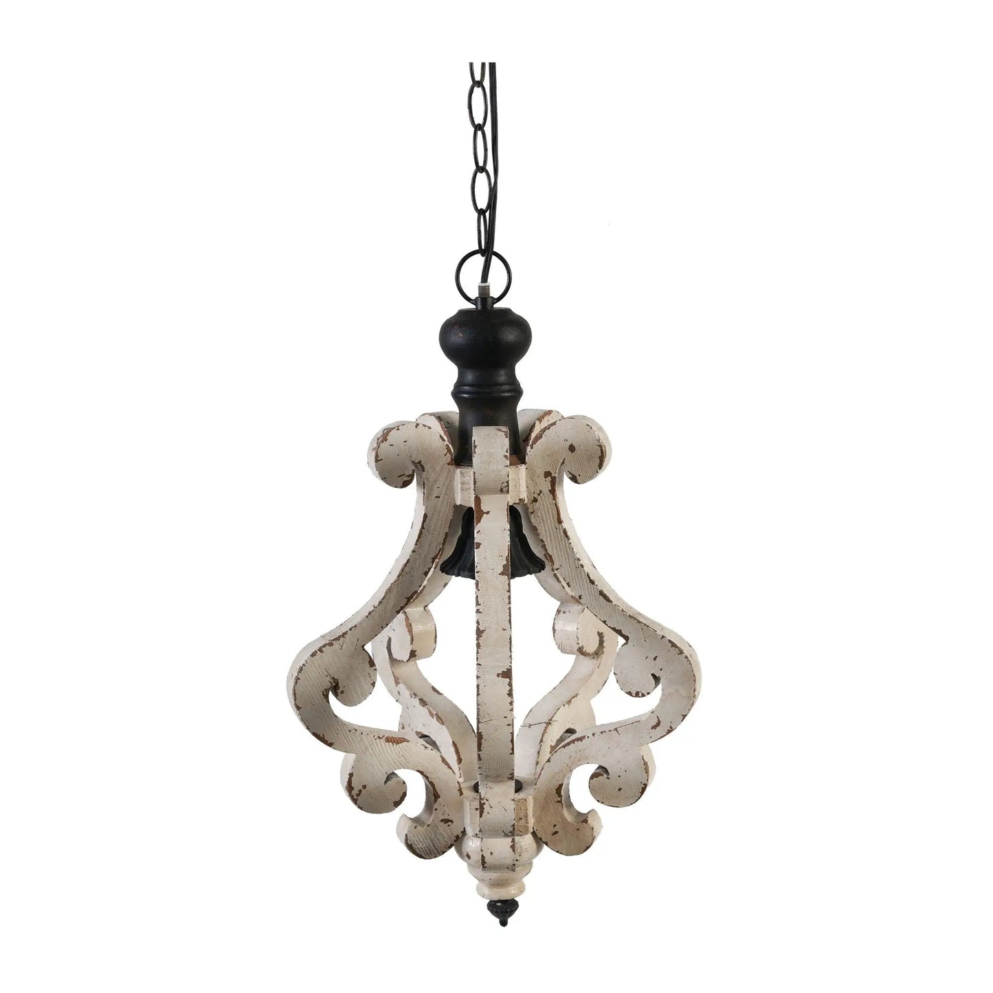 Farmhouse Wood Pendant Chandelier Antique Cream