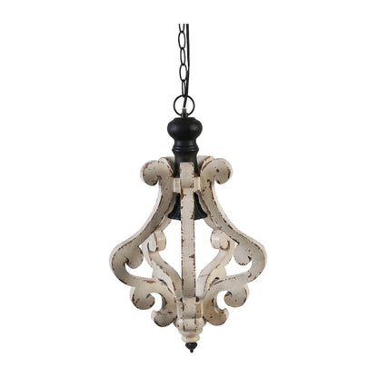 Farmhouse Wood Pendant Chandelier Antique Cream