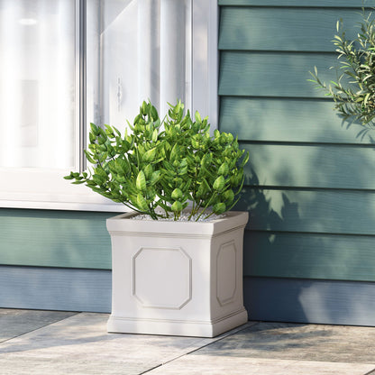 Durable Planter HouseOfZazla white panel planter with green foliage on patio on Tampa Home & Garden Store