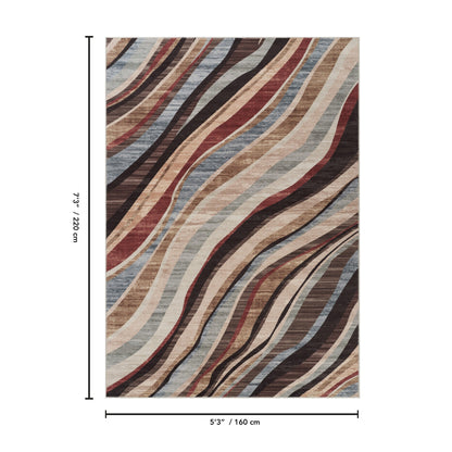 Modern polyester rug by HouseOfZazla with multicolor curved stripe pattern on Tampa Home & Garden Store