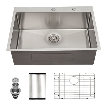 Drop-In Kitchen Sink 16 GA stainless steel single bowl topmount HouseOfZazla on Tampa Home & Garden Store