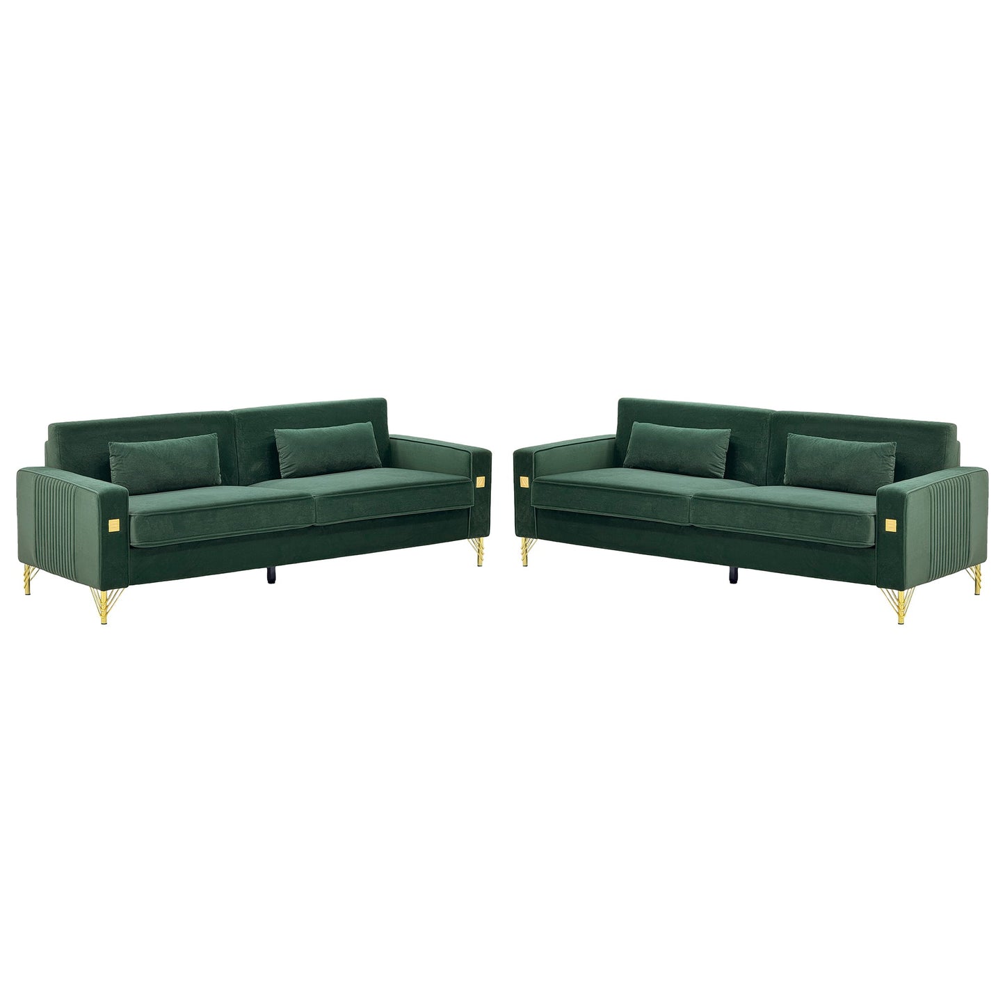 Emerald Green Velvet Sofa Set in the Living Room