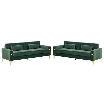 Emerald Green Velvet Sofa Set in the Living Room
