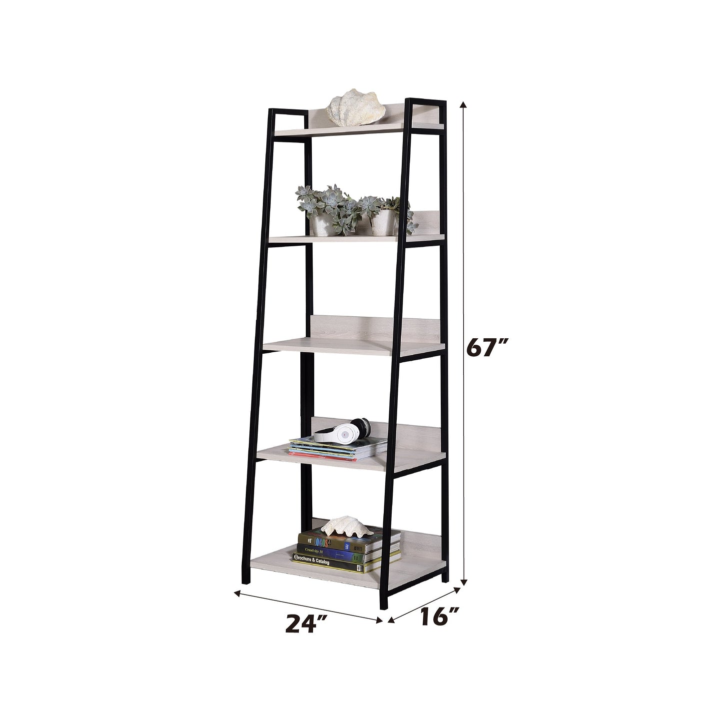 Wendral 24W bookshelf with natural wood shelves and black metal frame etagere HouseOfZazla on Tampa Home & Garden Store