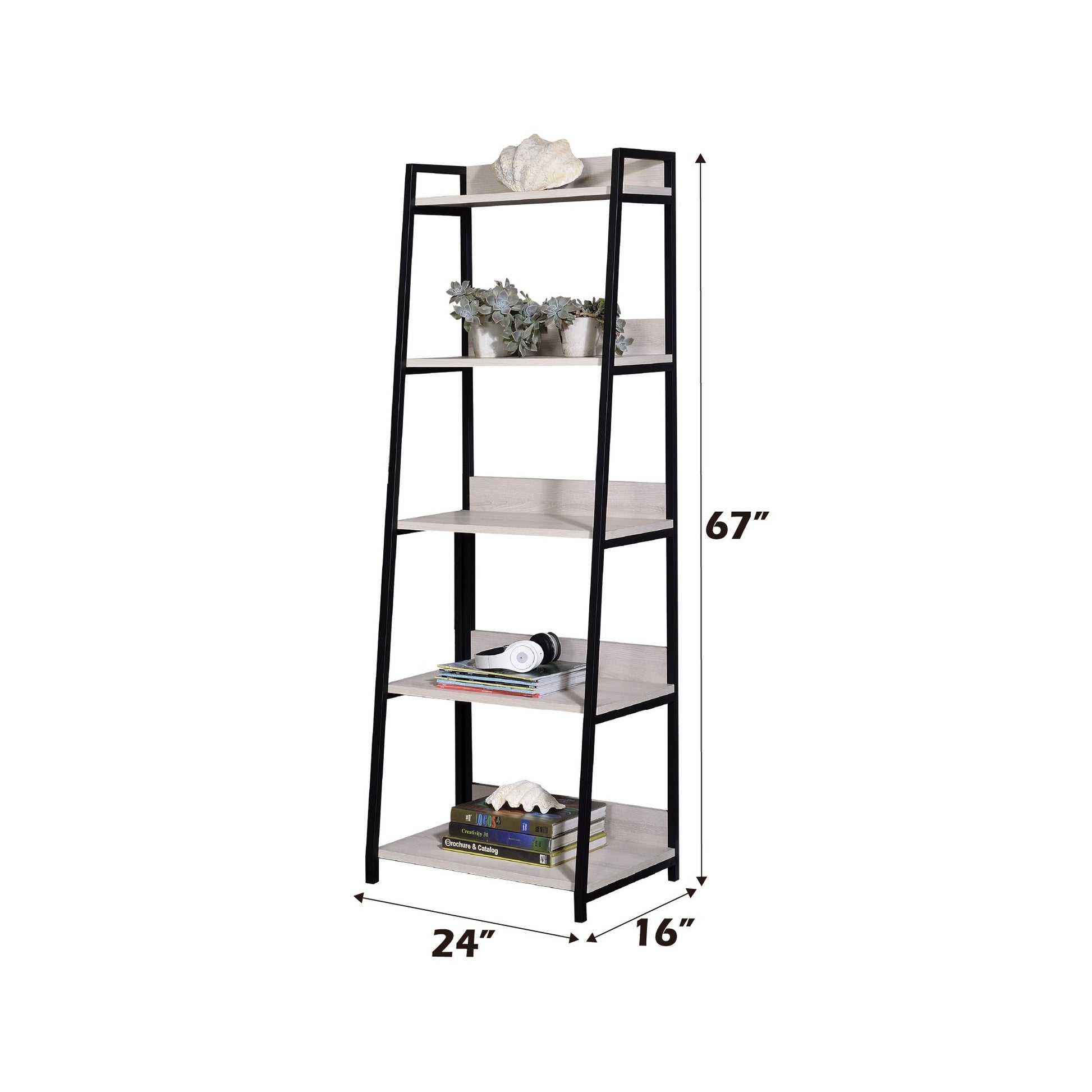 Wendral 24W bookshelf with natural wood shelves and black metal frame etagere HouseOfZazla on Tampa Home & Garden Store