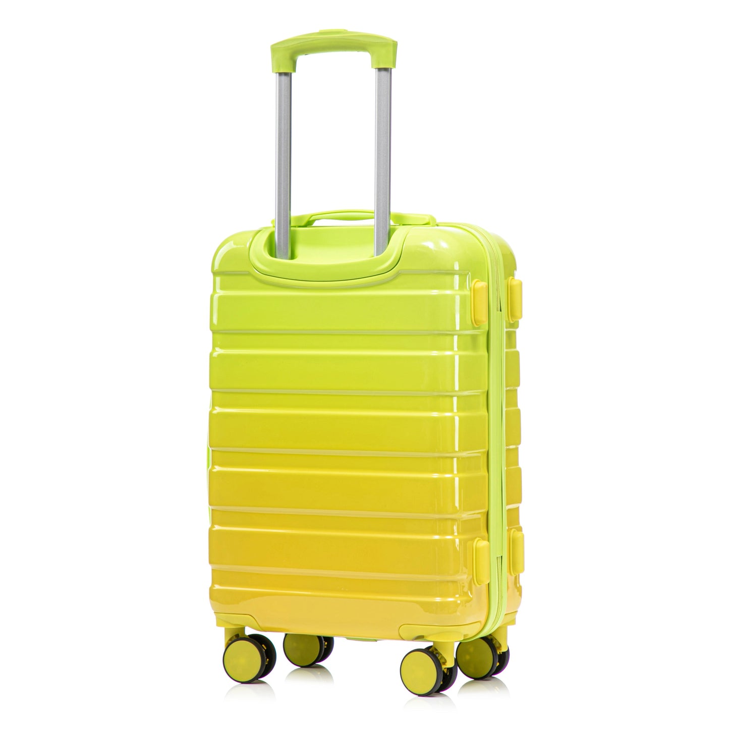 HouseOfZazla 2-piece gradient lime-yellow PC spinner luggage set with lock and four rotating wheels on Tampa Home & Garden Store
