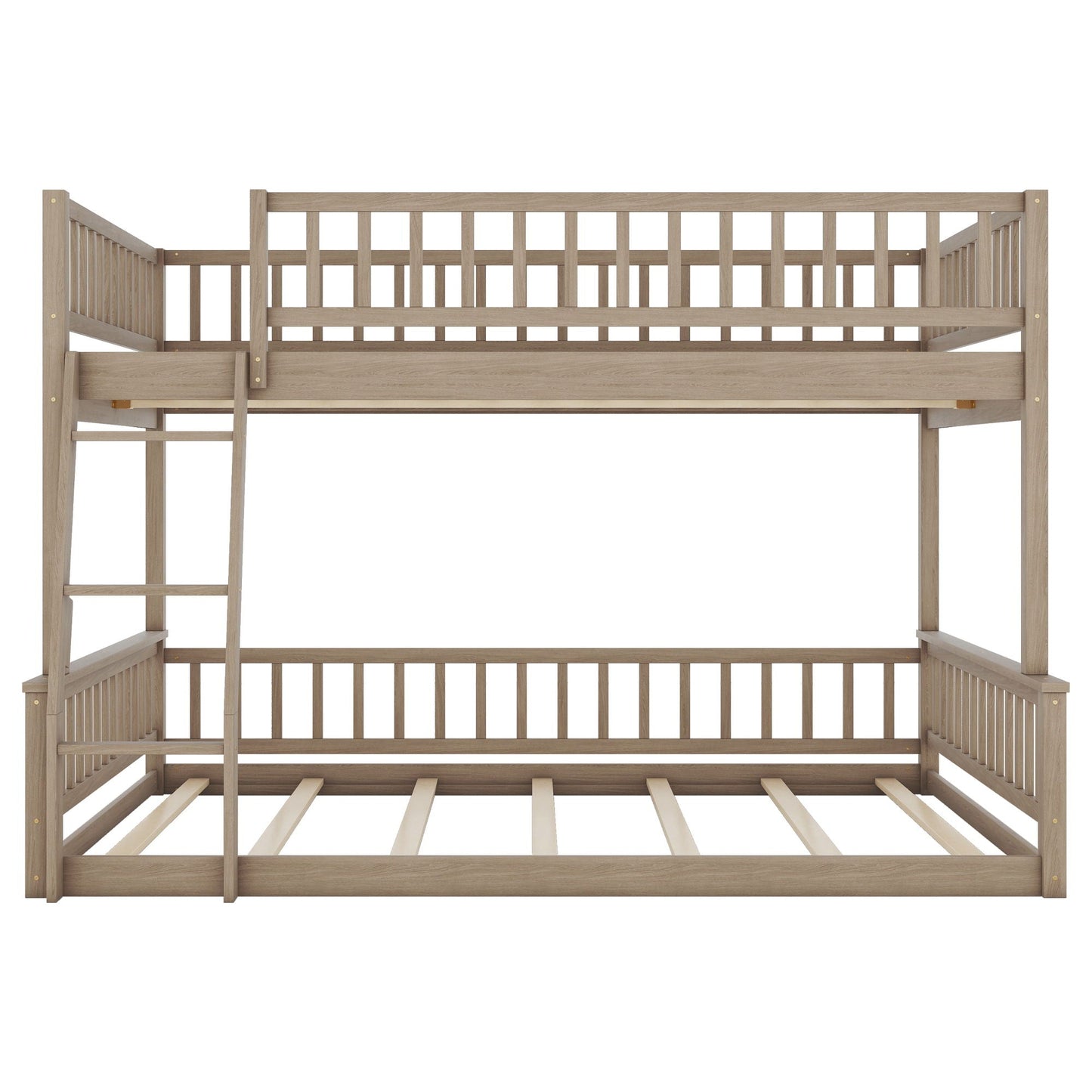 Bunk bed with ladder and guardrails by HouseOfZazla in natural wood finish on Tampa Home & Garden Store