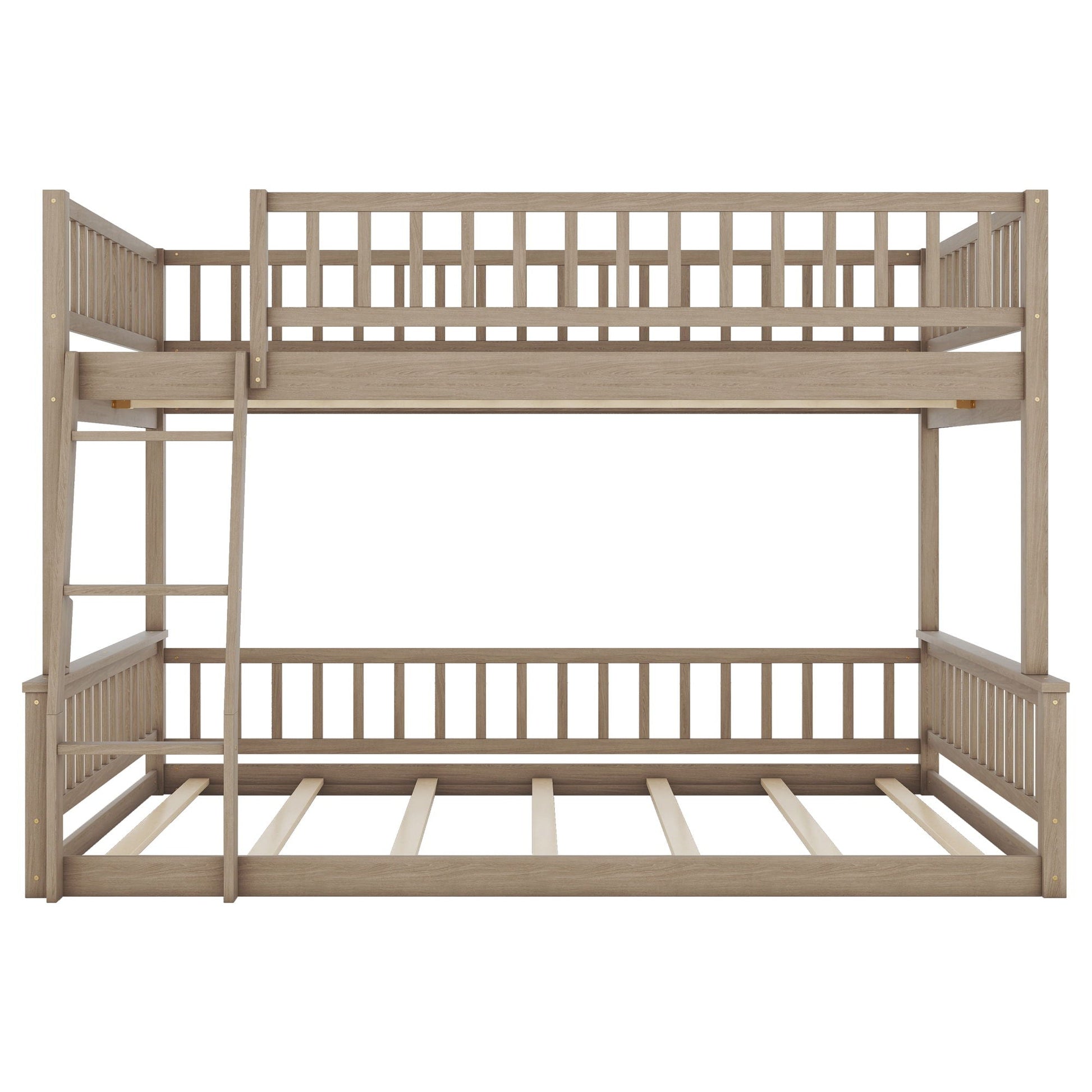 Bunk bed with ladder and guardrails by HouseOfZazla in natural wood finish on Tampa Home & Garden Store