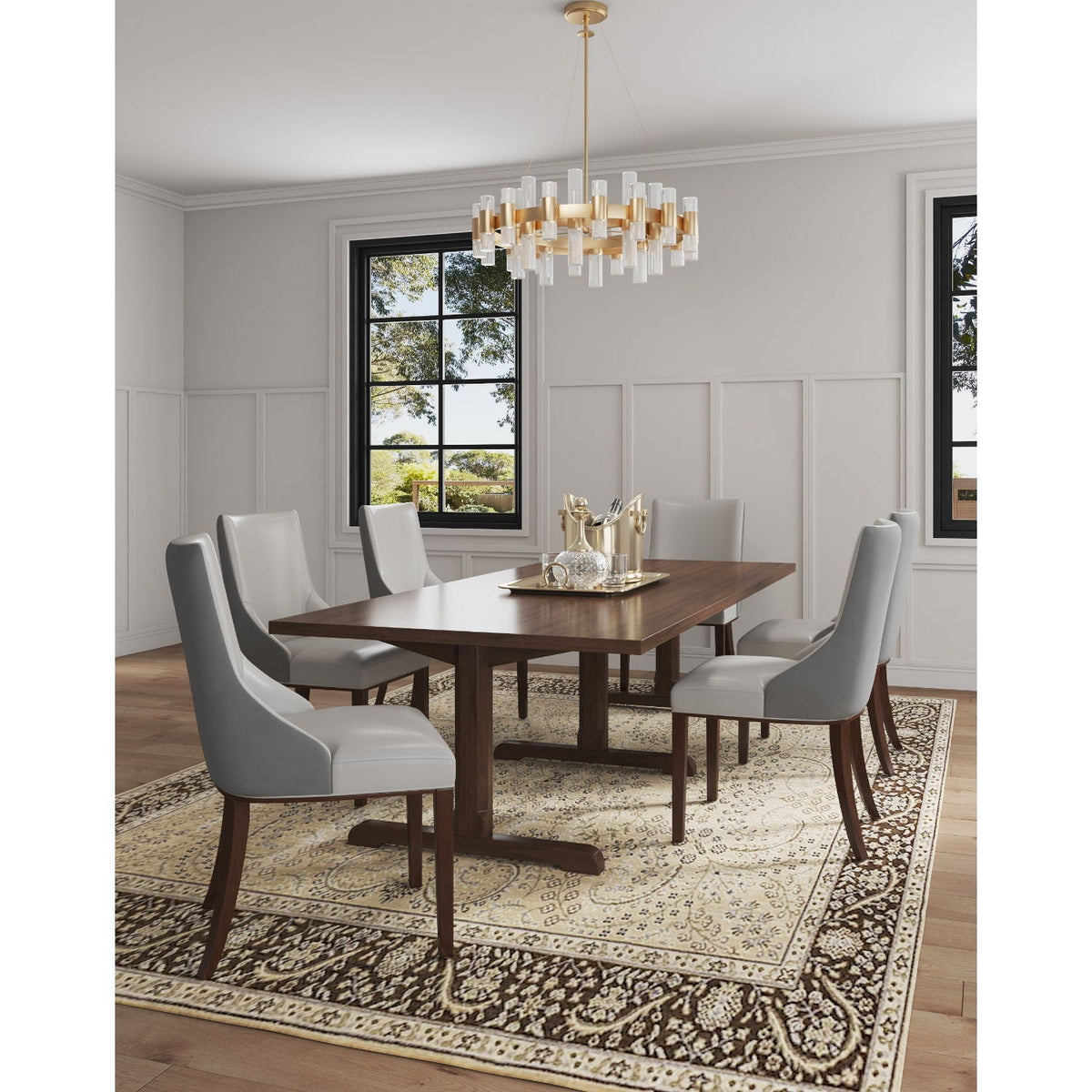 Shubert dining chairs set of 2 with foam cushions gray beige around wood table HouseOfZazla on Tampa Home & Garden Store