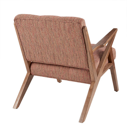 Arm chair with tufted upholstery and solid wood frame in reddish-brown fabric on Tampa Home & Garden Store