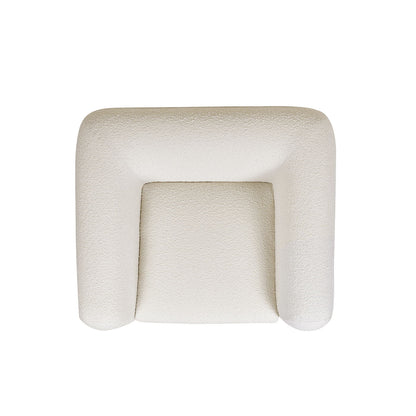 Sherpa arm chair in cream sherpa fabric with rounded arms and removable cushion on Tampa Home & Garden Store