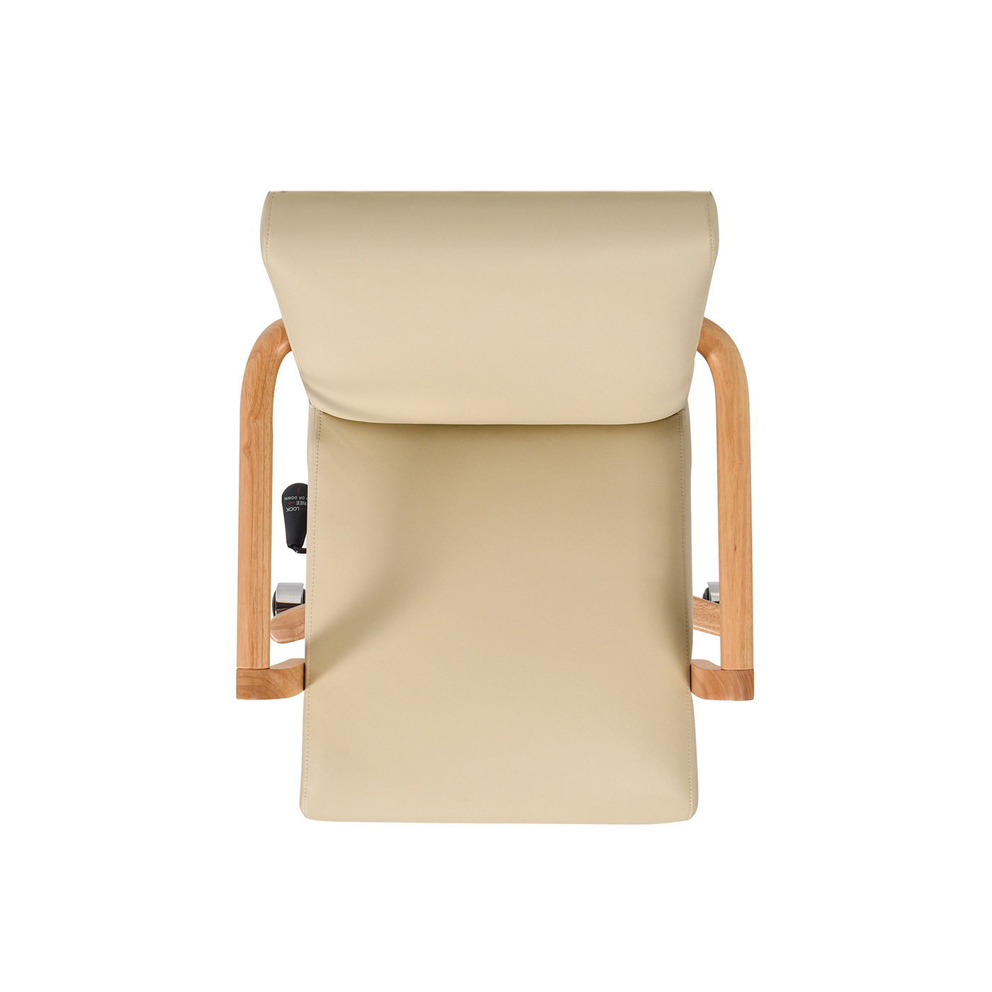 Dumont by HouseOfZazla high back office chair neutral cream beige upholstery with wood arms on Tampa Home & Garden Store