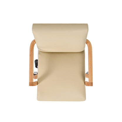 Dumont by HouseOfZazla high back office chair neutral cream beige upholstery with wood arms on Tampa Home & Garden Store
