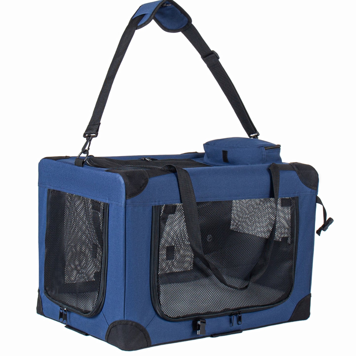 40'' Soft Dog Crate Kennel blue with 3 doors, fleece mat, mesh panels HouseOfZazla on Tampa Home & Garden Store