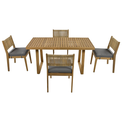 U_Style acacia wood outdoor dining table with chairs by HouseOfZazla on Tampa Home & Garden Store