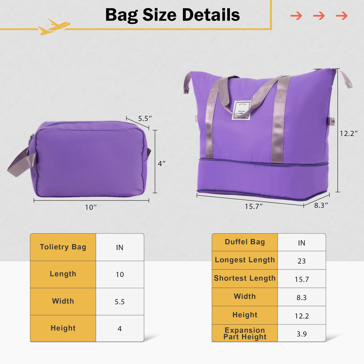 HouseOfZazla 2-Piece luggage set purple ABS with expandable 20in and 28in suitcases beige straps on Tampa Home & Garden Store