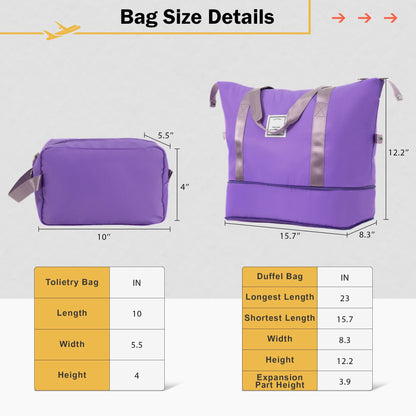 HouseOfZazla 2-Piece luggage set purple ABS with expandable 20in and 28in suitcases beige straps on Tampa Home & Garden Store