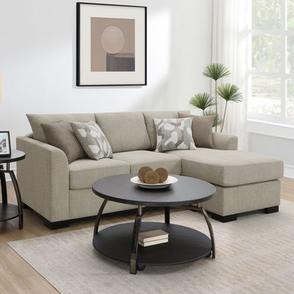 Pacheco sleeper sectional chaise sofa beige fabric by HouseOfZazla in living room on Tampa Home & Garden Store