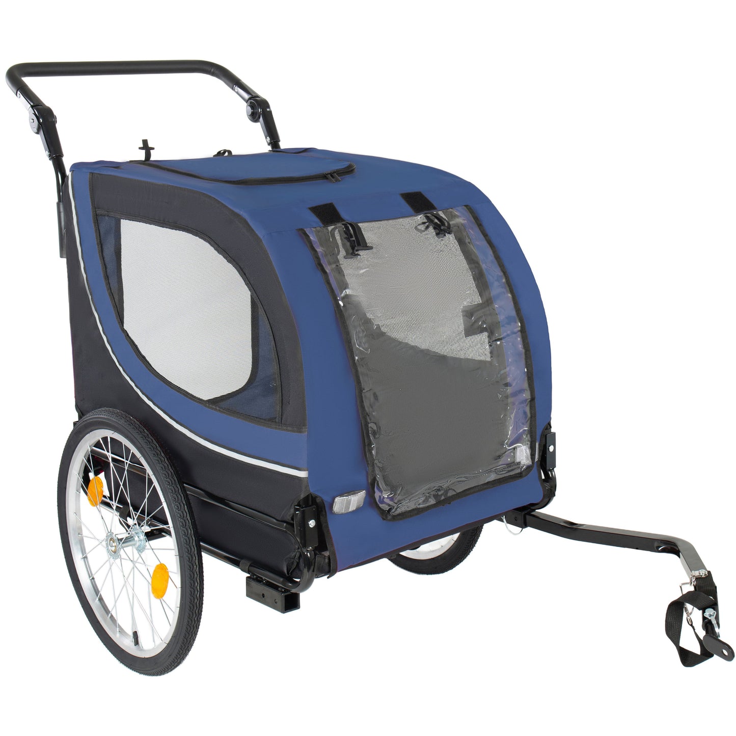 2-in-1 Bike Trailer & Pet Stroller blue with mesh windows by HouseOfZazla for dogs up to 100lbs on Tampa Home & Garden Store
