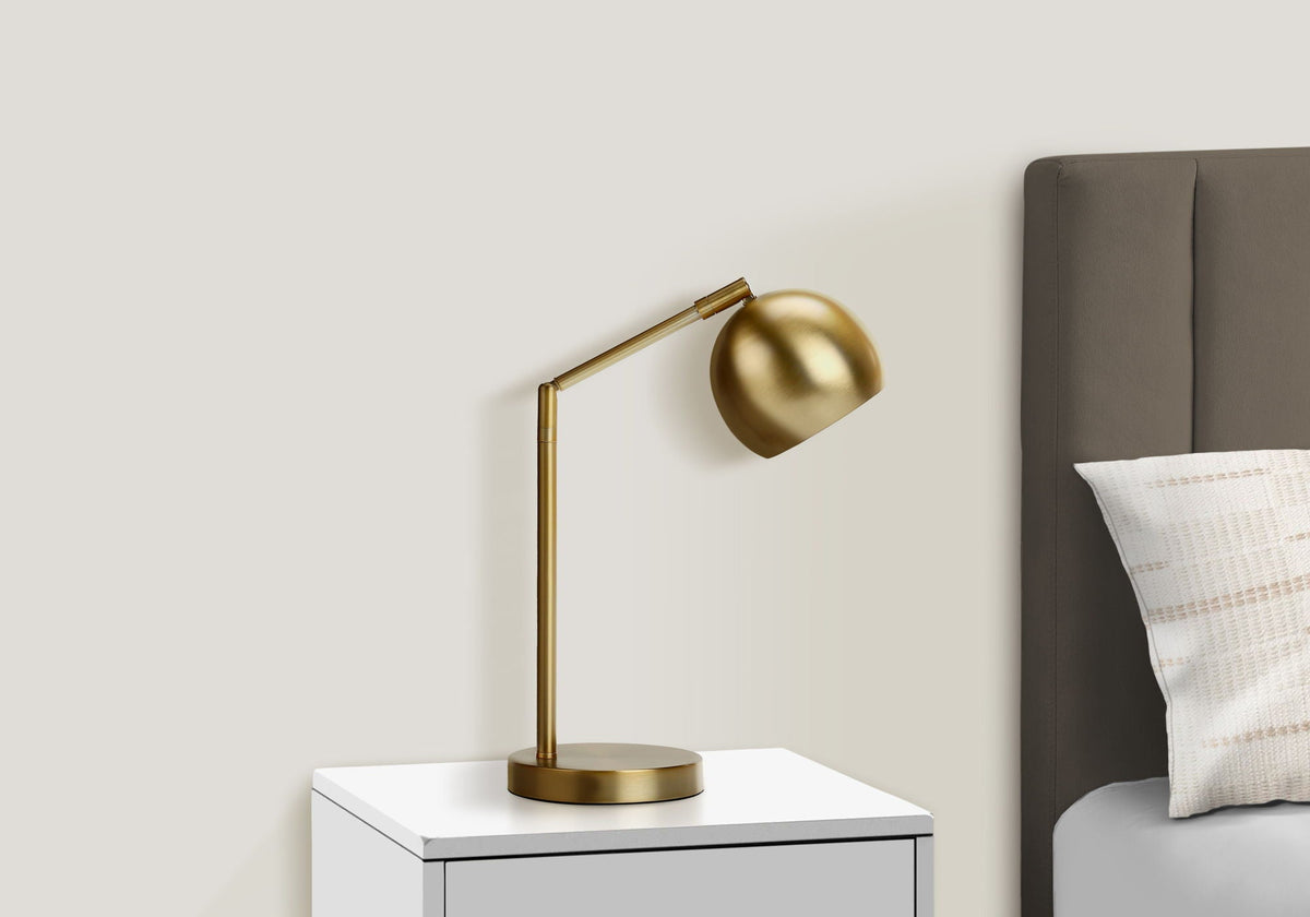 Table lamp contemporary gold by HouseOfZazla with adjustable arm on white nightstand on Tampa Home & Garden Store