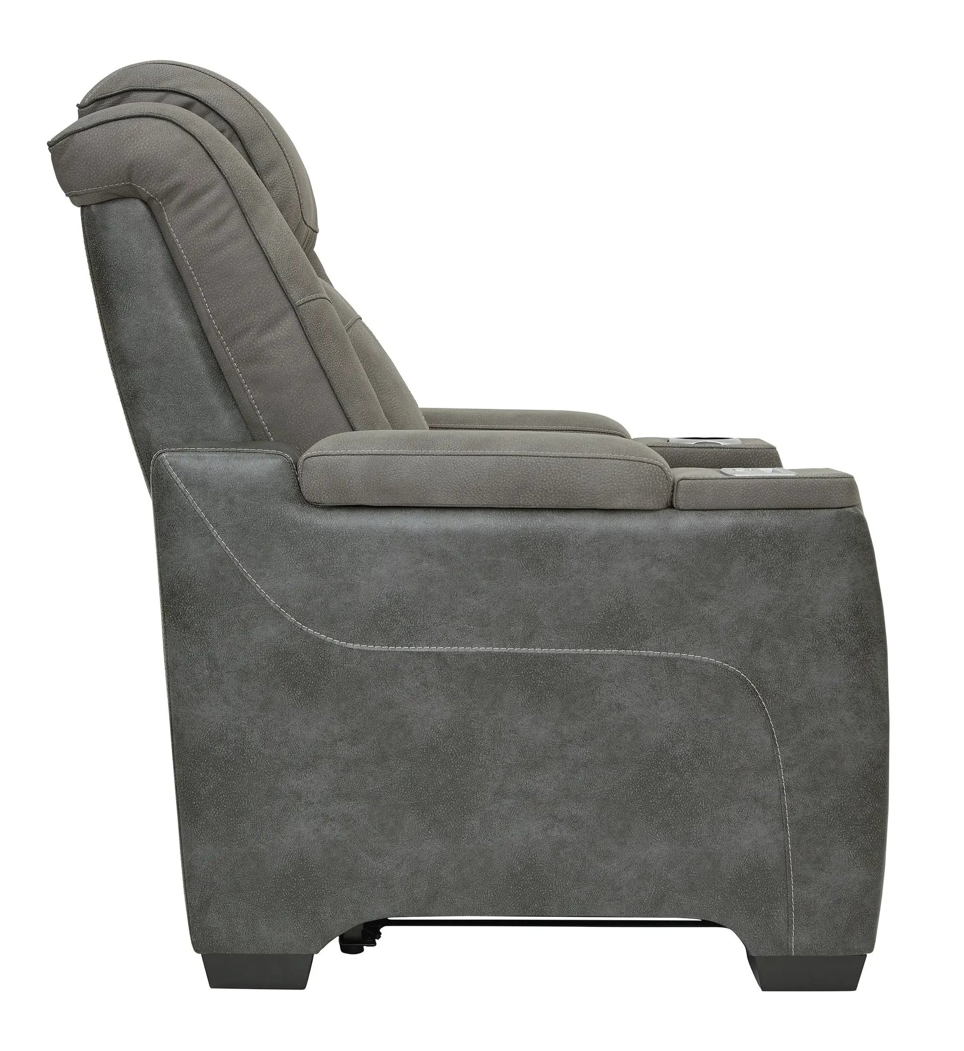 Next-Gen Durapella power recliner with adjustable headrest in gray upholstery on Tampa Home & Garden Store