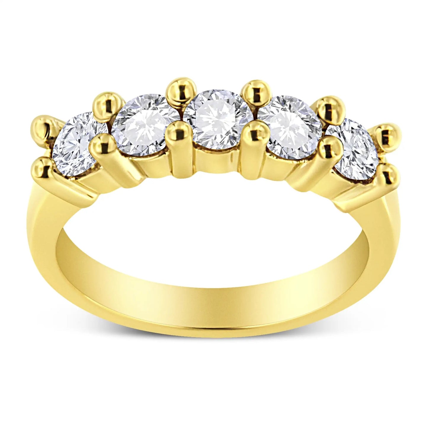 14K yellow gold plated sterling silver five-stone ring with prong-set round diamonds on Tampa Home & Garden Store