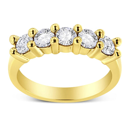 14K yellow gold plated sterling silver five-stone ring with prong-set round diamonds on Tampa Home & Garden Store
