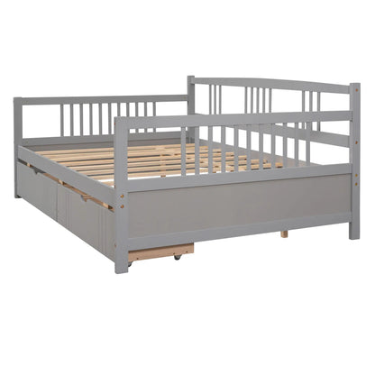 Multifunctional Modern Daybed in gray with slatted base and under-bed storage drawer on Tampa Home & Garden Store