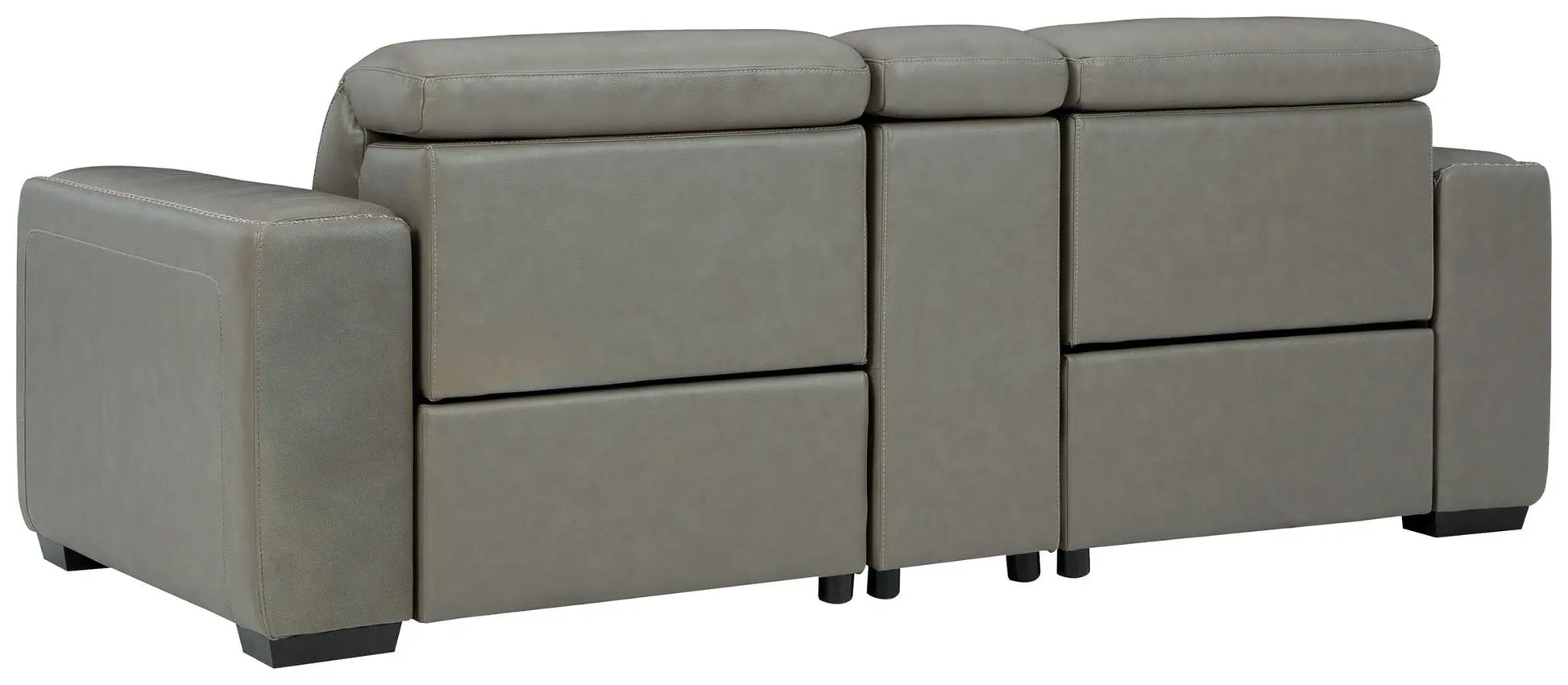 Correze Power Reclining Sectional by Unique Piece Furniture, gray leather with plush cushions on Tampa Home & Garden Store