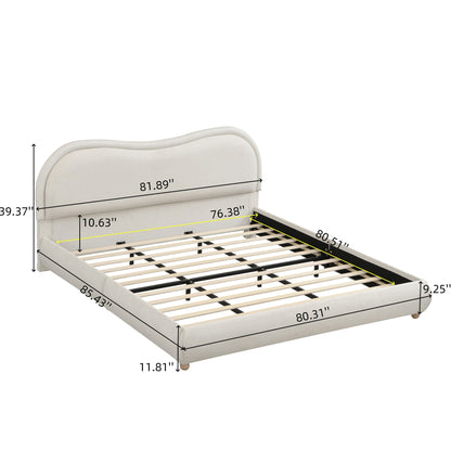 Upholstered Platform Bed with Curved Headboard