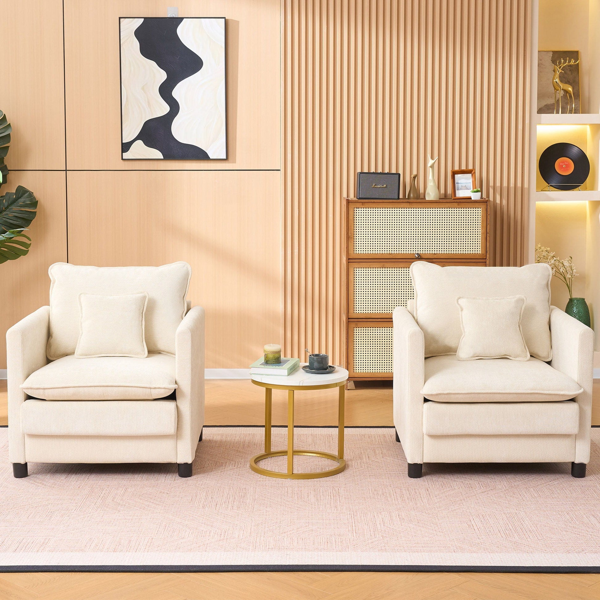 Modern Reading Armchair cream upholstery by HouseOfZazla in a cozy living room on Tampa Home & Garden Store