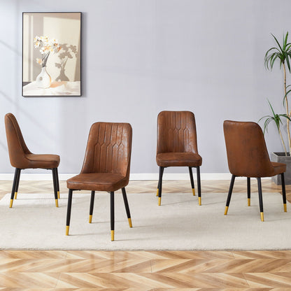 Modern chair with metal legs, brown leather upholstery, set of 5 by HouseOfZazla on Tampa Home & Garden Store