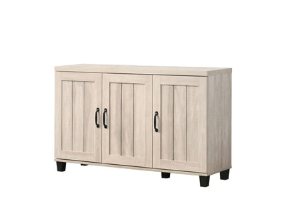 HouseOfZazla Oak Finish 3-Door Shoe Cabinet with adjustable shelves in dusty gray on Tampa Home & Garden Store