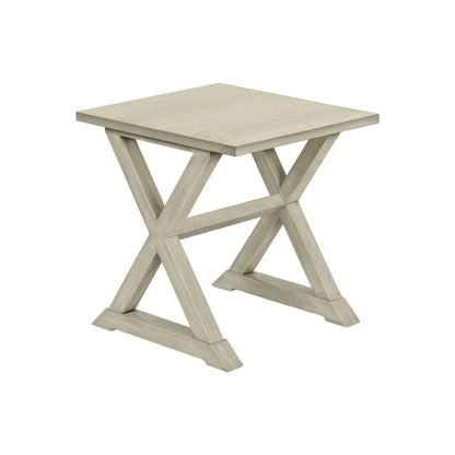Compact Accent End Table square top, lightwashed wood finish with X-shaped crossed legs on Tampa Home & Garden Store