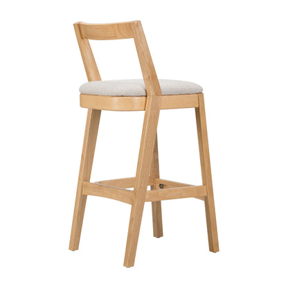 Jasper indoor bar stool with natural rubberwood frame and light beige cushion on Tampa Home & Garden Store